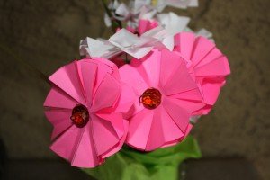 three-pink-paper-flowers